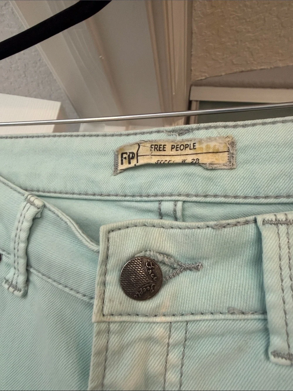Free People Sea-foam/Light Turquoise Flare Jeans